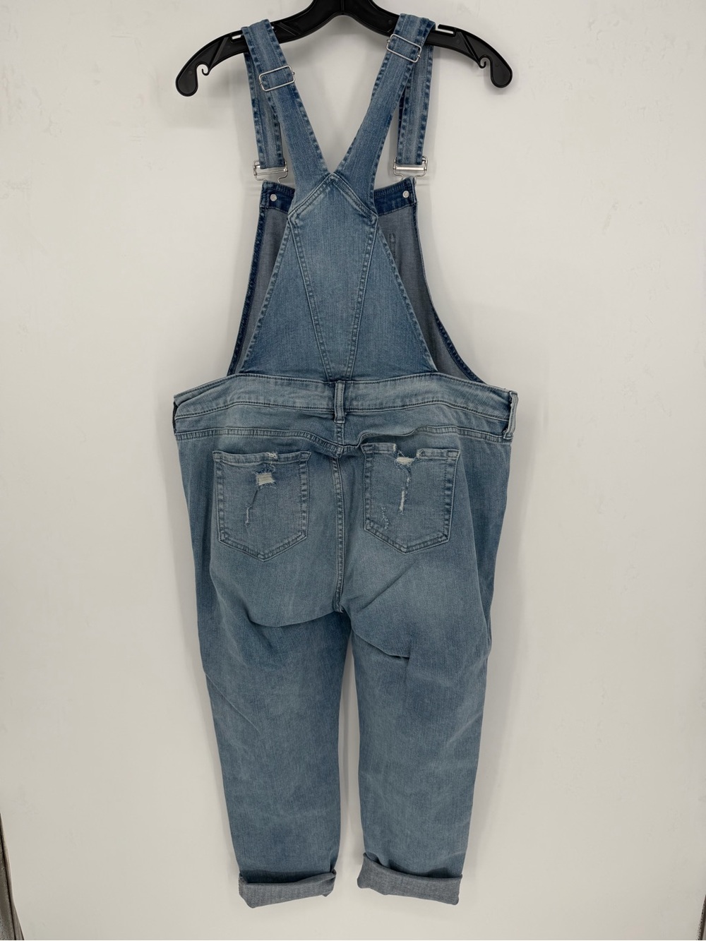 Torrid distressed denim overalls in light wash - Picture 5 of 5